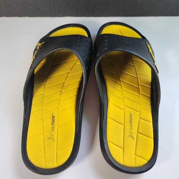 Rider Bay Slip On Slide Sandals Mens 8 Womens 9.5 Black Yellow Rubber Brazil - Picture 2 of 12